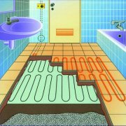 Kylpyhuoneessa lattialämmitys esimerkki sähkökaapelijärjestelmästä