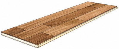 Three-strip parquet board