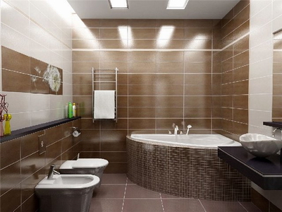 Pencahayaan memberi daya tarikan istimewa pada bahagian dalam bilik mandi