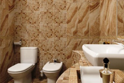 Πλακάκια για μπάνιο και τουαλέτα διαφορετικών μεγεθών σε ένα φινίρισμα
