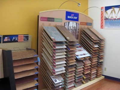 A huge range of laminate flooring in a hardware store - there are plenty to choose from!