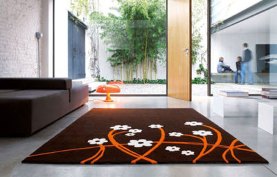 El ambiente modesto comenzó a jugar con nuevos colores, gracias al patrón floral brillante de la alfombra.