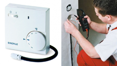 Le thermostat est monté dans un évidement percé dans le mur de la même manière qu'un interrupteur conventionnel