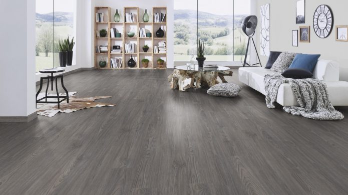 Gray laminate in combination with white walls