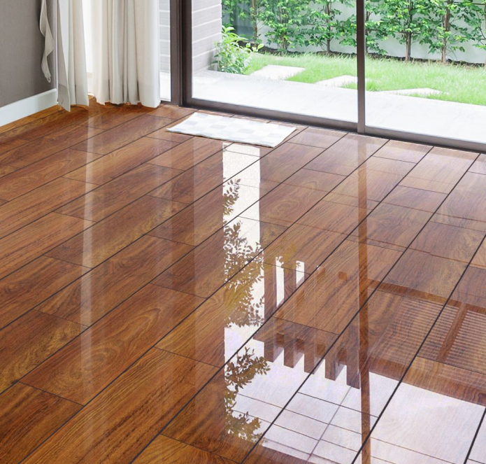 Glossy laminate for wood