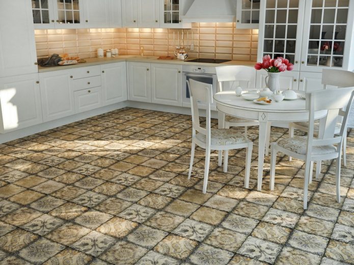 Mga tile sa brown floor na may isang pattern
