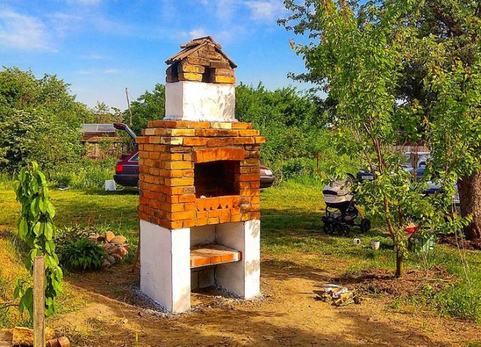 Outdoor brick stove from old brick