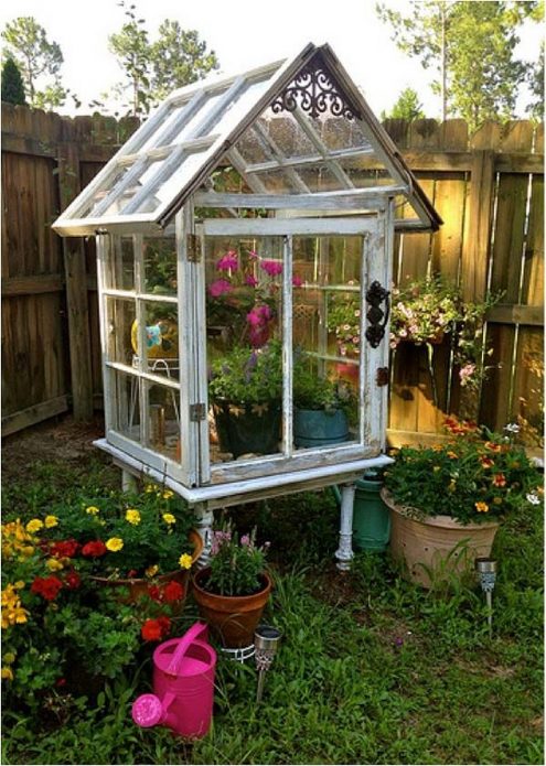 Mini greenhouse from old frames