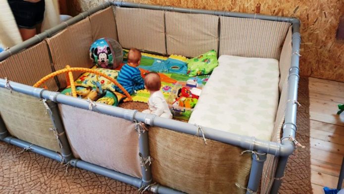 Playpen for the child from PVC pipes