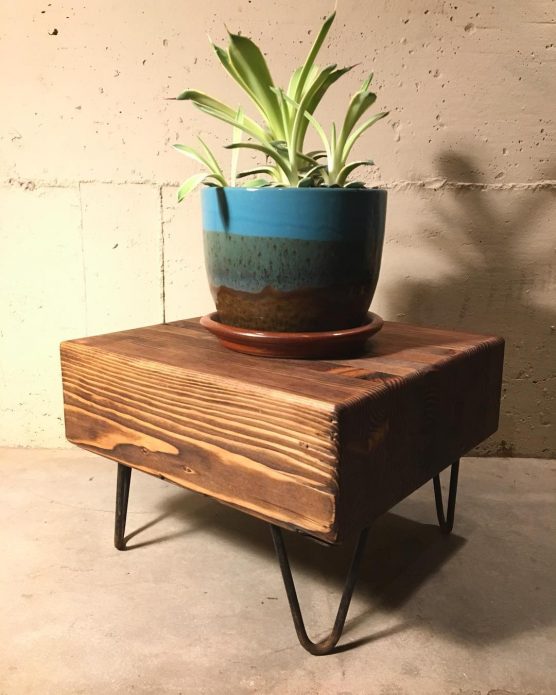 Metal and wood flower stand