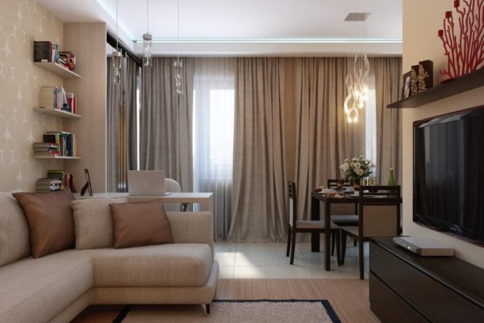 Aranjament mobilier într-un apartament cu o cameră