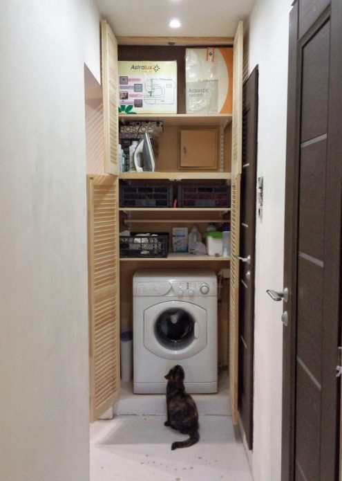 สถานที่ที่จะวางเครื่องซักผ้าในอพาร์ตเมนต์เล็ก ๆ