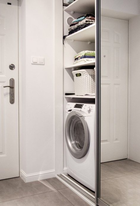 wo man eine Waschmaschine in eine kleine Wohnung stellt
