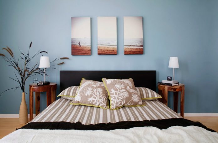modulaire schilderijen in de slaapkamer
