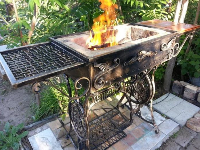 Designer brazier from an old sewing machine