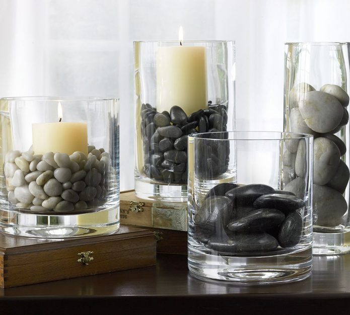 Držáky na vázu a skleněné svíčky