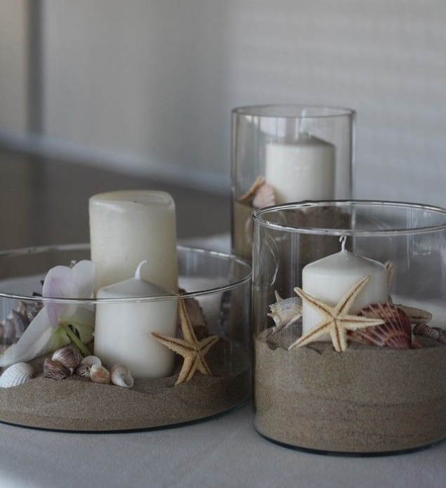 do-it-yourself candlesticks with shells