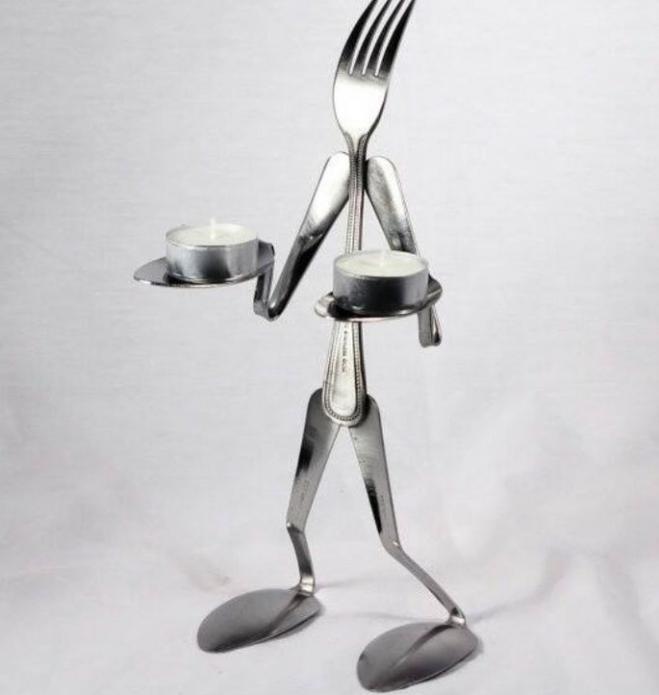 Spoon og gaffel lysestage