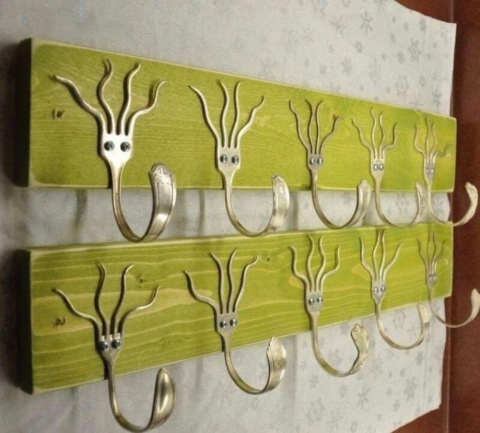Hanger of forks in the hallway
