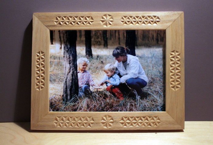 Carved wooden photo frame