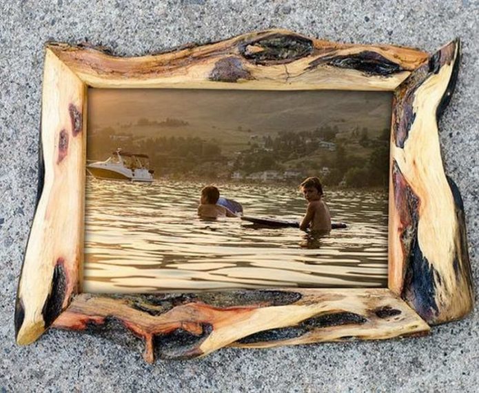Raw wood picture frame
