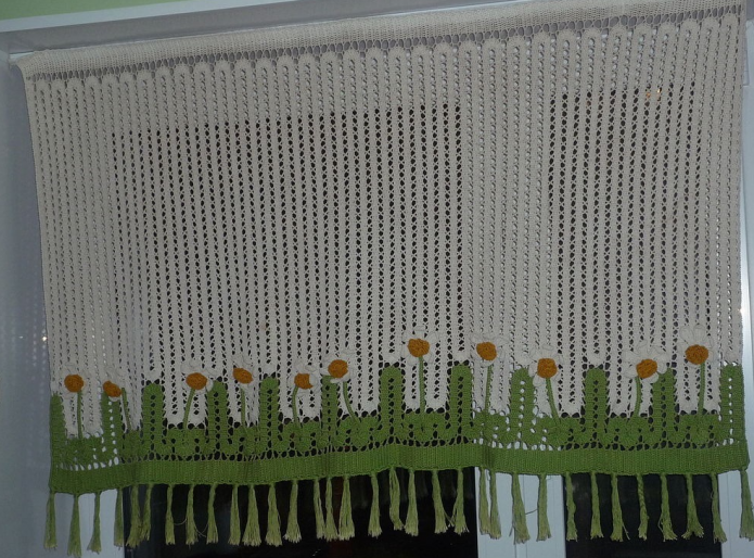 Knitted curtain for the kitchen