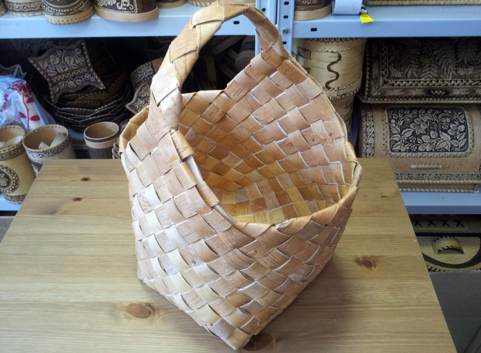 Wicker basket made of birch bark