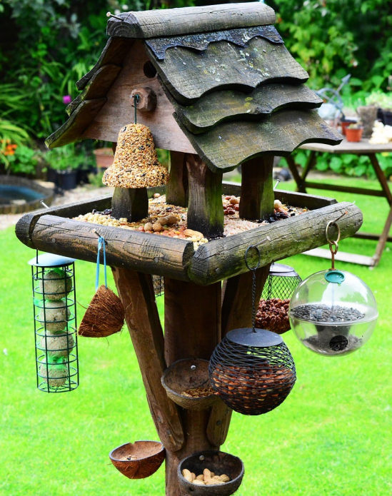 Homemade multi-tier bird feeder