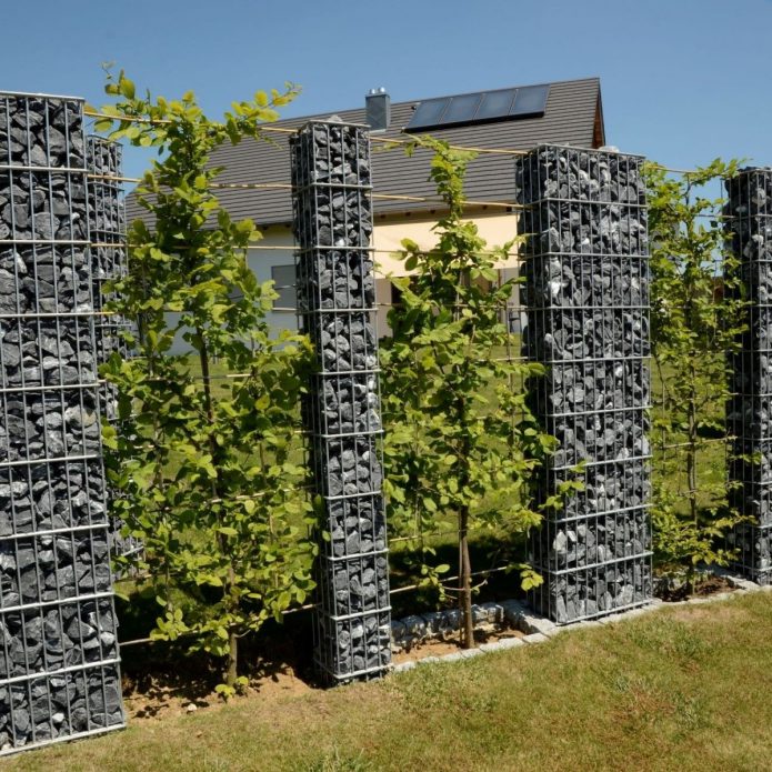 Spectaculaire plant-stenen partitie op een zomerhuisje