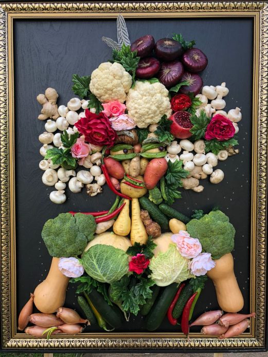 Retrato de frutas e legumes