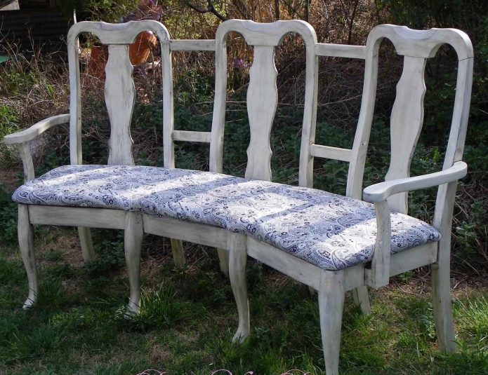Havebænk fra gamle stole