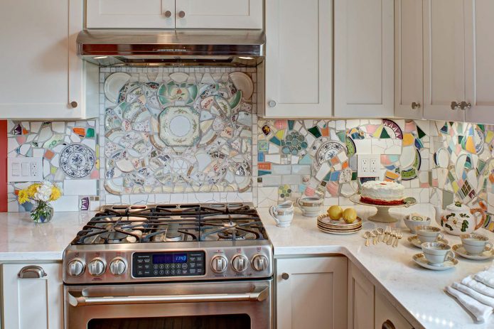 Mozaikinis virtuvės prijuostė