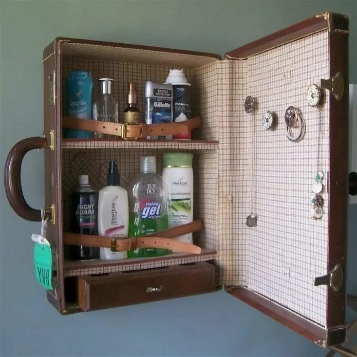 Locker from a suitcase in the bathroom