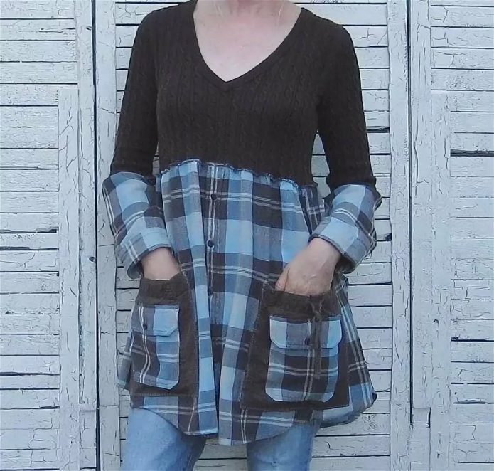 Tunic from an old sweater and men's shirt