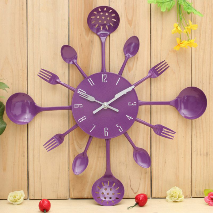 Clocks decorated with cutlery