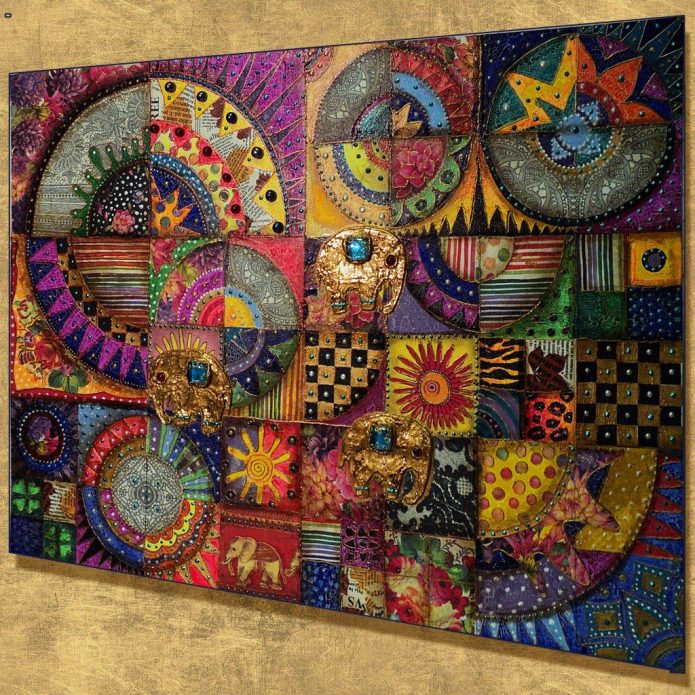 Collage av färgat tyg