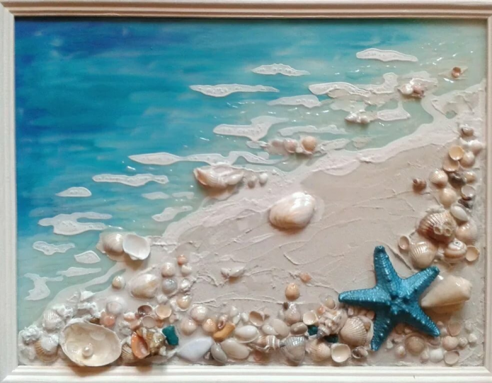 Mural de conchas de mar