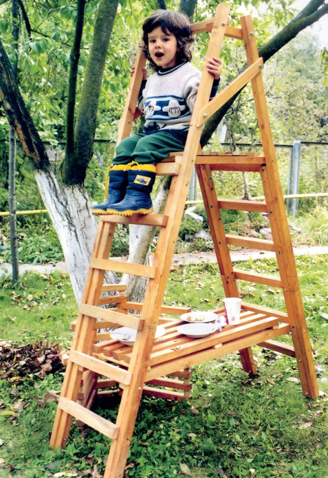 Outdoor furniture in the country from the stepladder